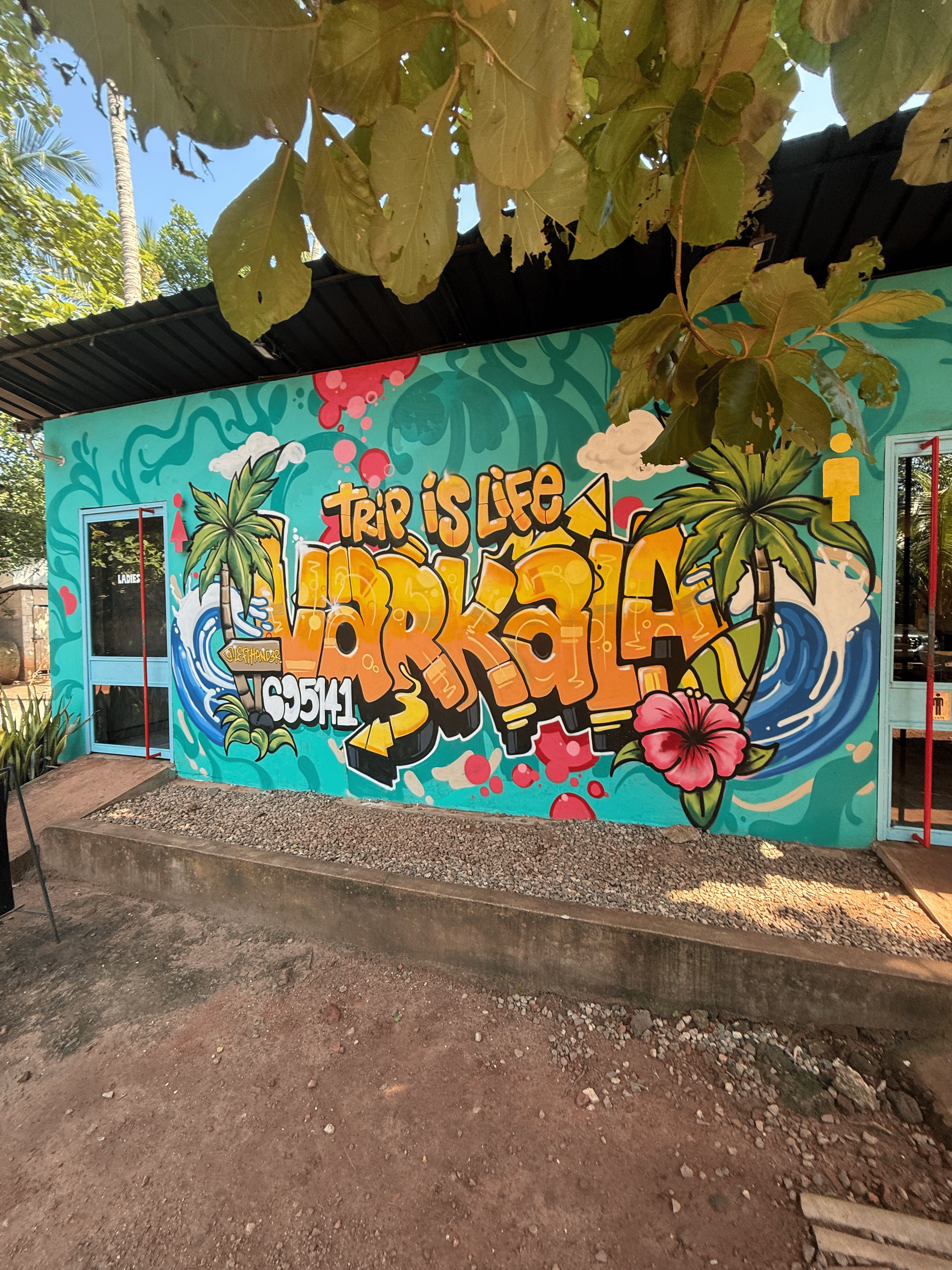Varkala street art wall in Kerala